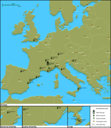 Zemljevid kartuzijanskih samostanov